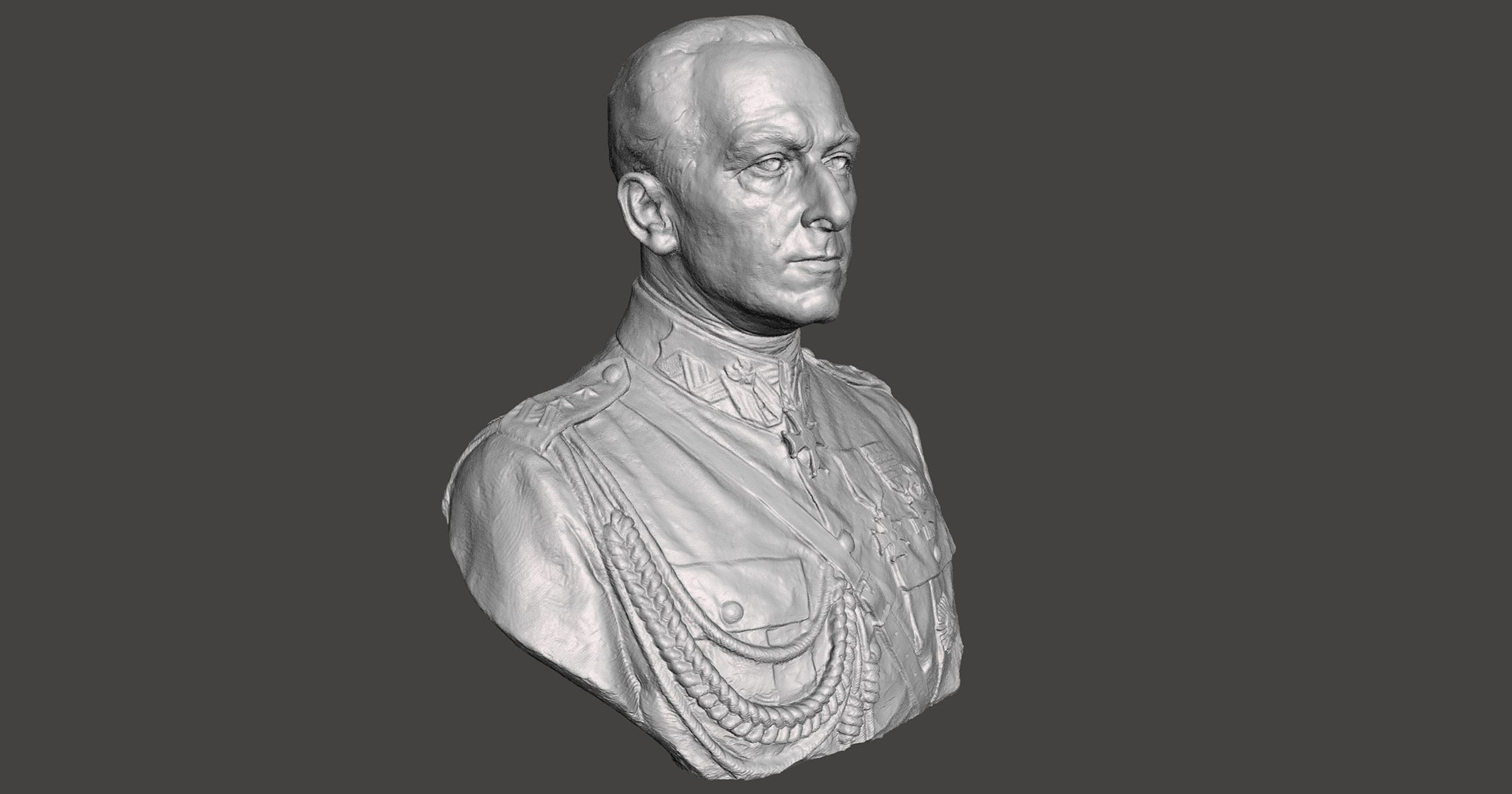 Wykonaliśmy skan rzeźby w celu wydruku 3D jej wersji mini – realizacja zlecenia na przykładzie rzeźby popiersia generała Wieniawy-Długoszowskiego