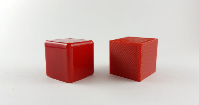 Wydrukowane kostki 3D po wygładzaniu chemicznym 